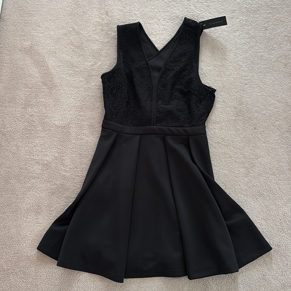 Dynamite Lace Flare Scuba Mini Dress